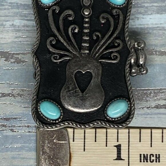 Guitar Heart Strings Turquoise Dark Silver ring - Picture 8 of 8